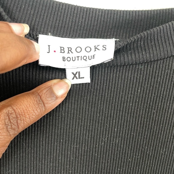 J. Brooks Womens Dress Size XL Black High Split Bodycon Ribbed Maxi - Picture 4 of 12